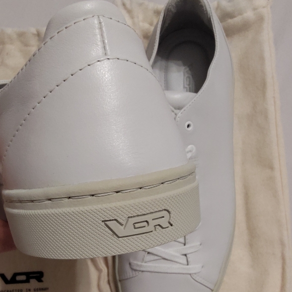 VOR White Leather Minimalist Sneakers NEW Handcrafted in Germany Dust Bags - Picture 3 of 6
